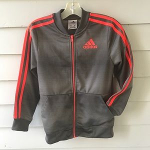 Adidas grey orange zip up jacket sz 6